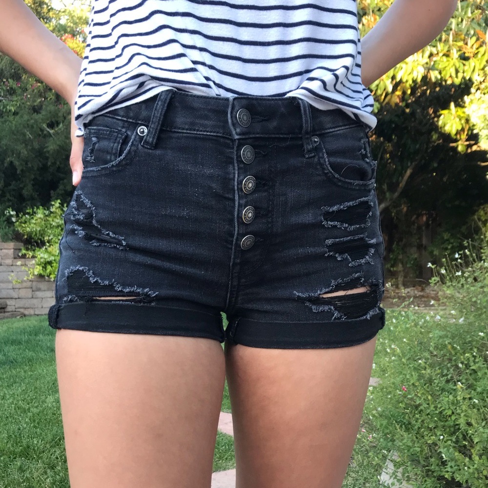 Black High rise button up American Eagle shorts
